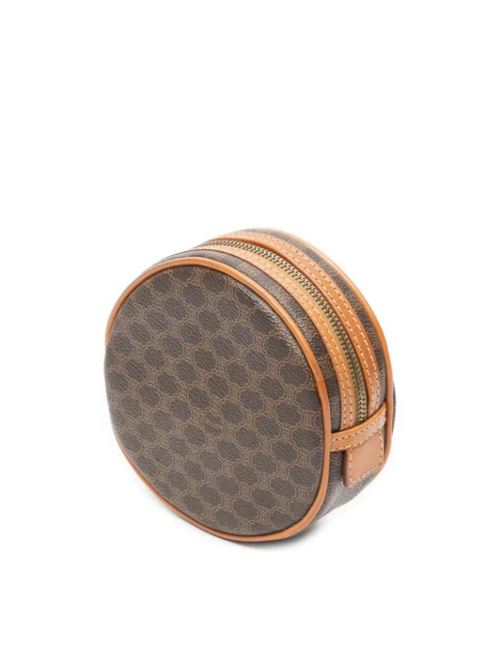 Celine Mini Round Pouch Brown Macadam Canvas